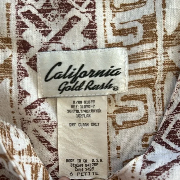 California Gold Rush Vintage Dress Size 6P - Picture 4 of 4